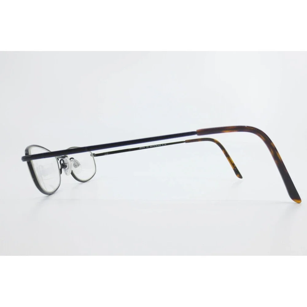 Matte Black Oval Metal Eyeglass Frames TB411 49-18-140 Tortoise Tips